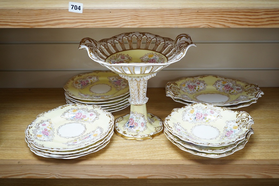 A Copeland and Garrett seventeen piece part dessert service. Condition - poor